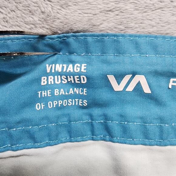 RVCA Board Shorts Mens 31 Blue Orange Gray Striped Vintage Brushed Tie Front - Picture 6 of 14